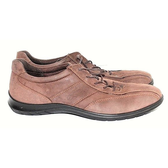 ECCO Shoes Womens 39 Lightweight Brown Leather Euro Walking Sneaker Lace up - Picture 2 of 7